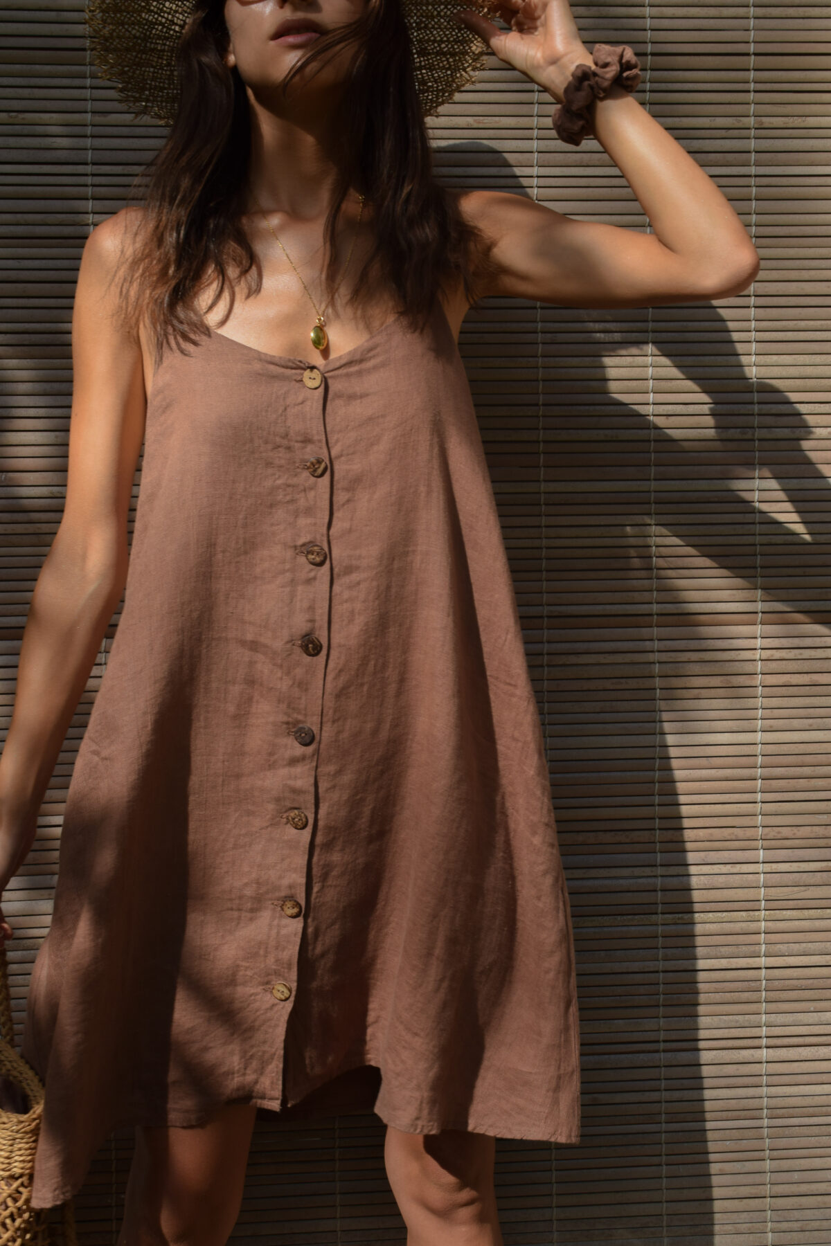 LINEN CLASSY DRESS - SOIL - obrazek 3