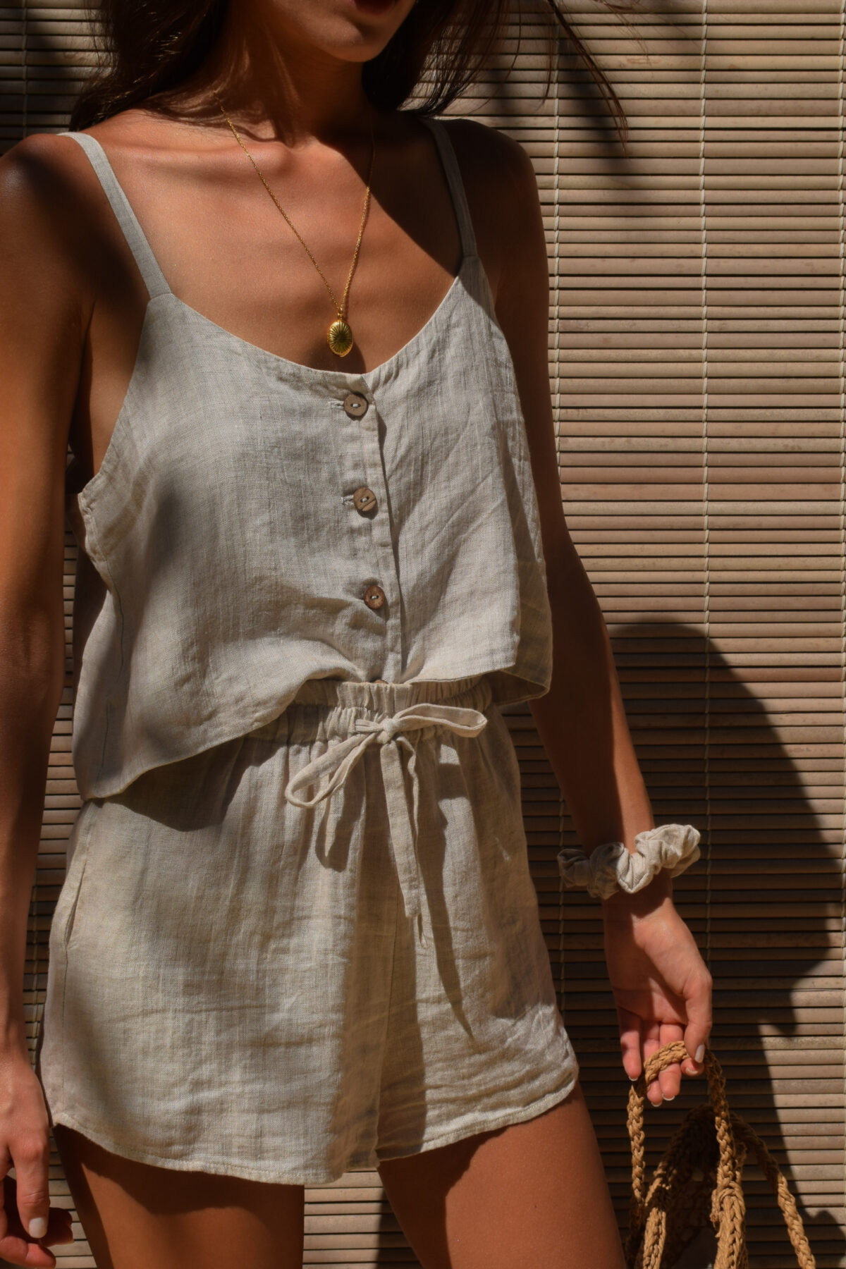 LINEN CLASSY TOP - CREAMY GRAY - obrazek 5