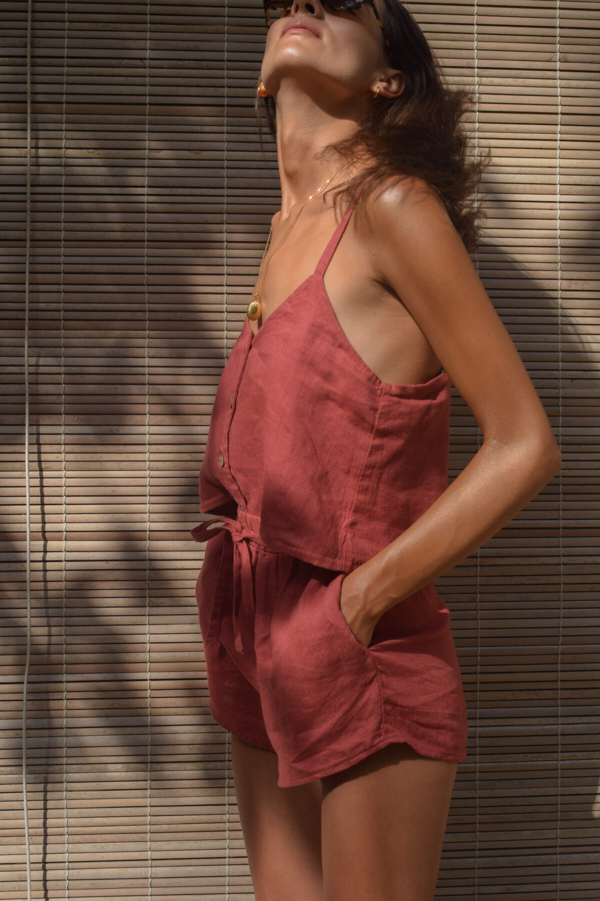 LINEN CLASSY TOP - GUAVA - obrazek 5