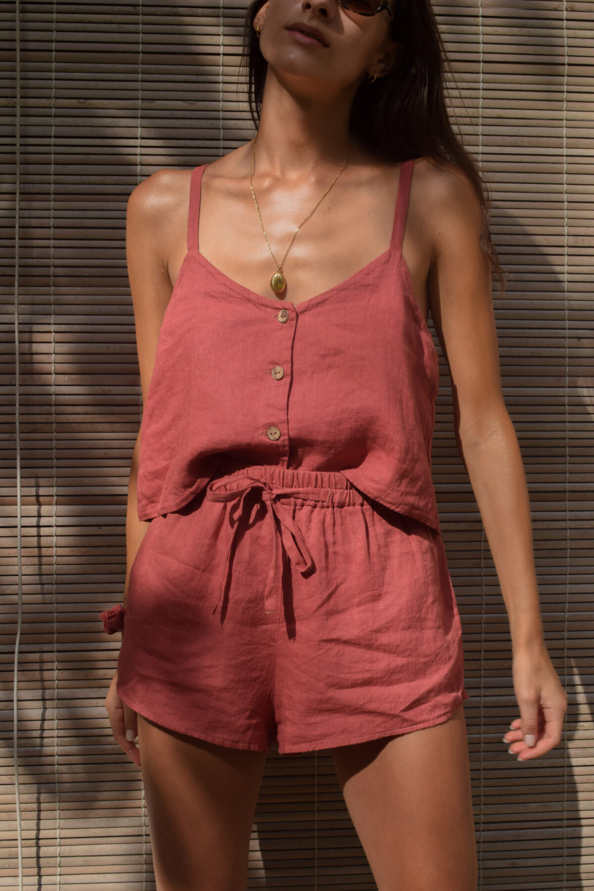 LINEN CLASSY TOP - GUAVA - obrazek 6
