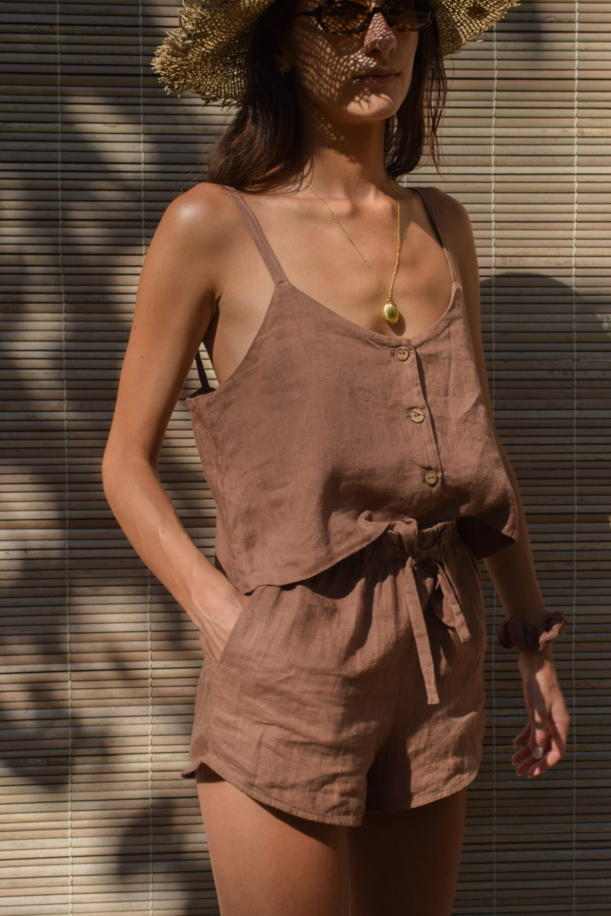 LINEN CLASSY TOP - SOIL - obrazek 3