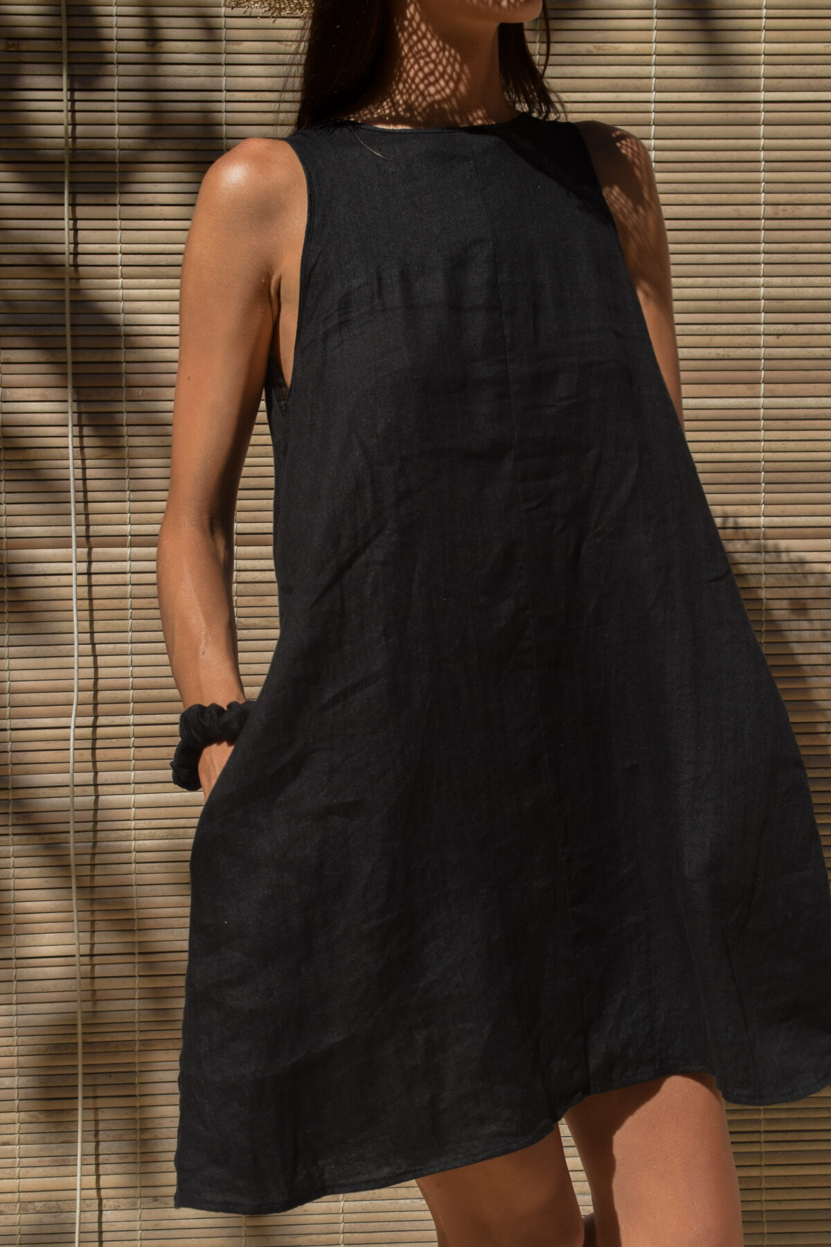 LINEN DRESS - BLACK - obrazek 3