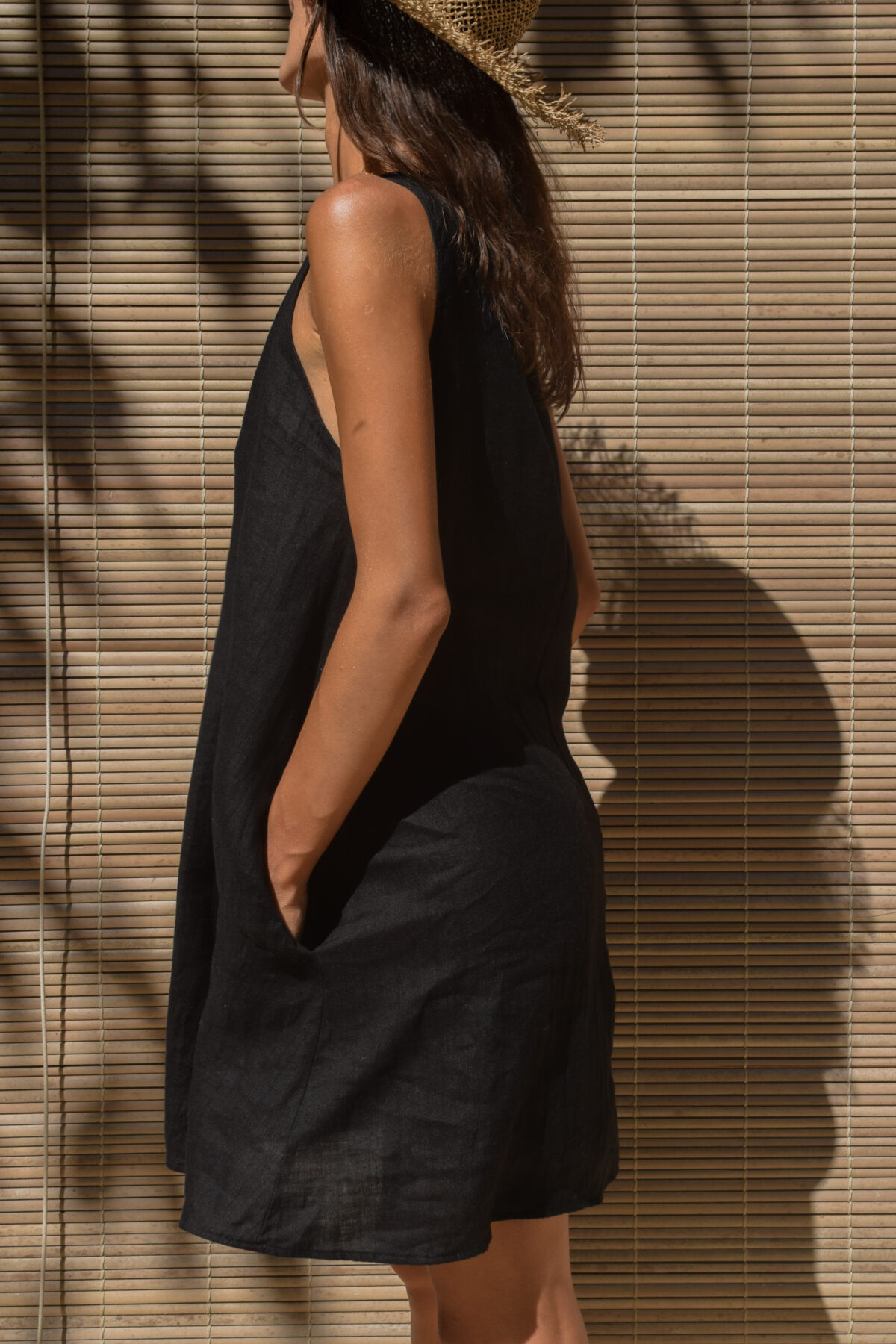 LINEN DRESS - BLACK - obrazek 4