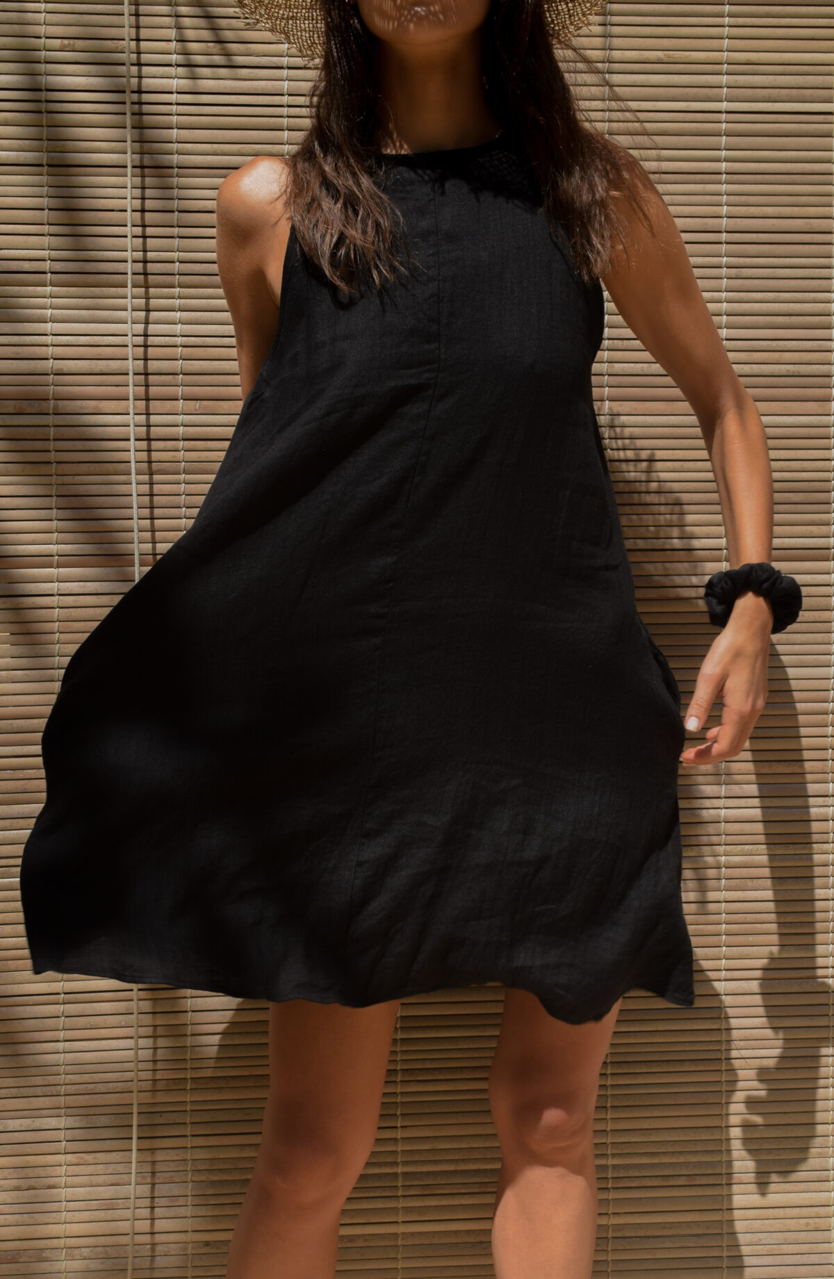 LINEN DRESS - BLACK - obrazek 6