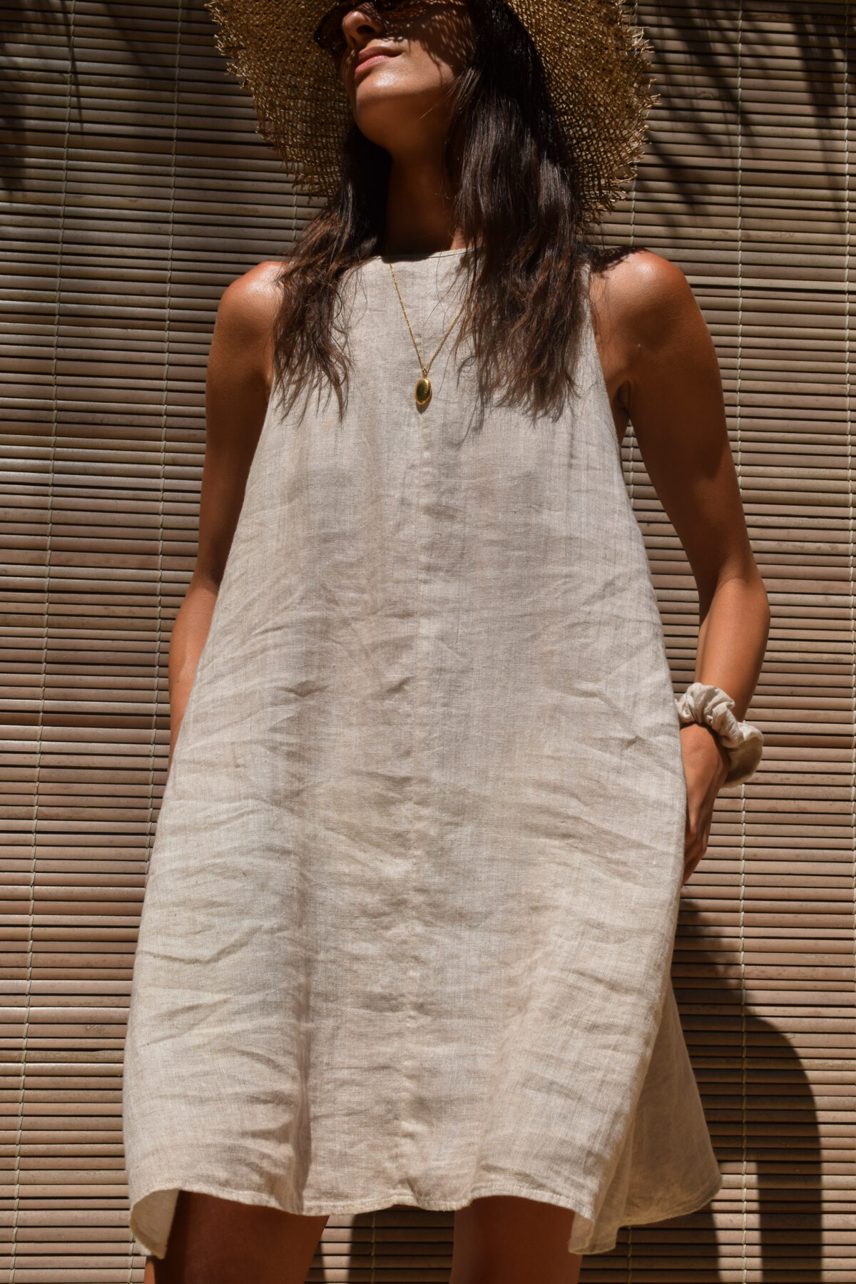 LINEN DRESS - CREAMY GRAY - obrazek 3