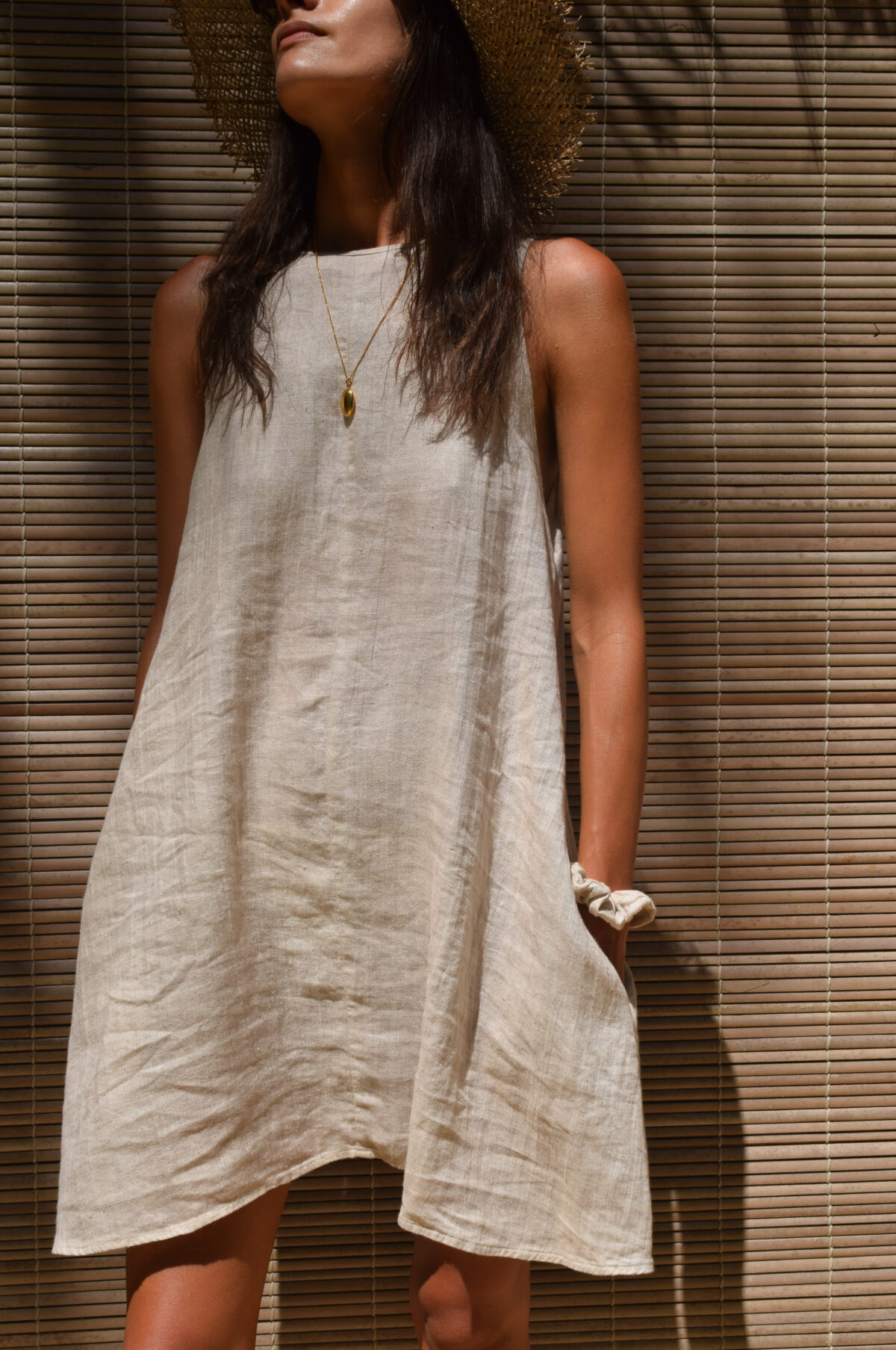 LINEN DRESS - CREAMY GRAY - obrazek 6