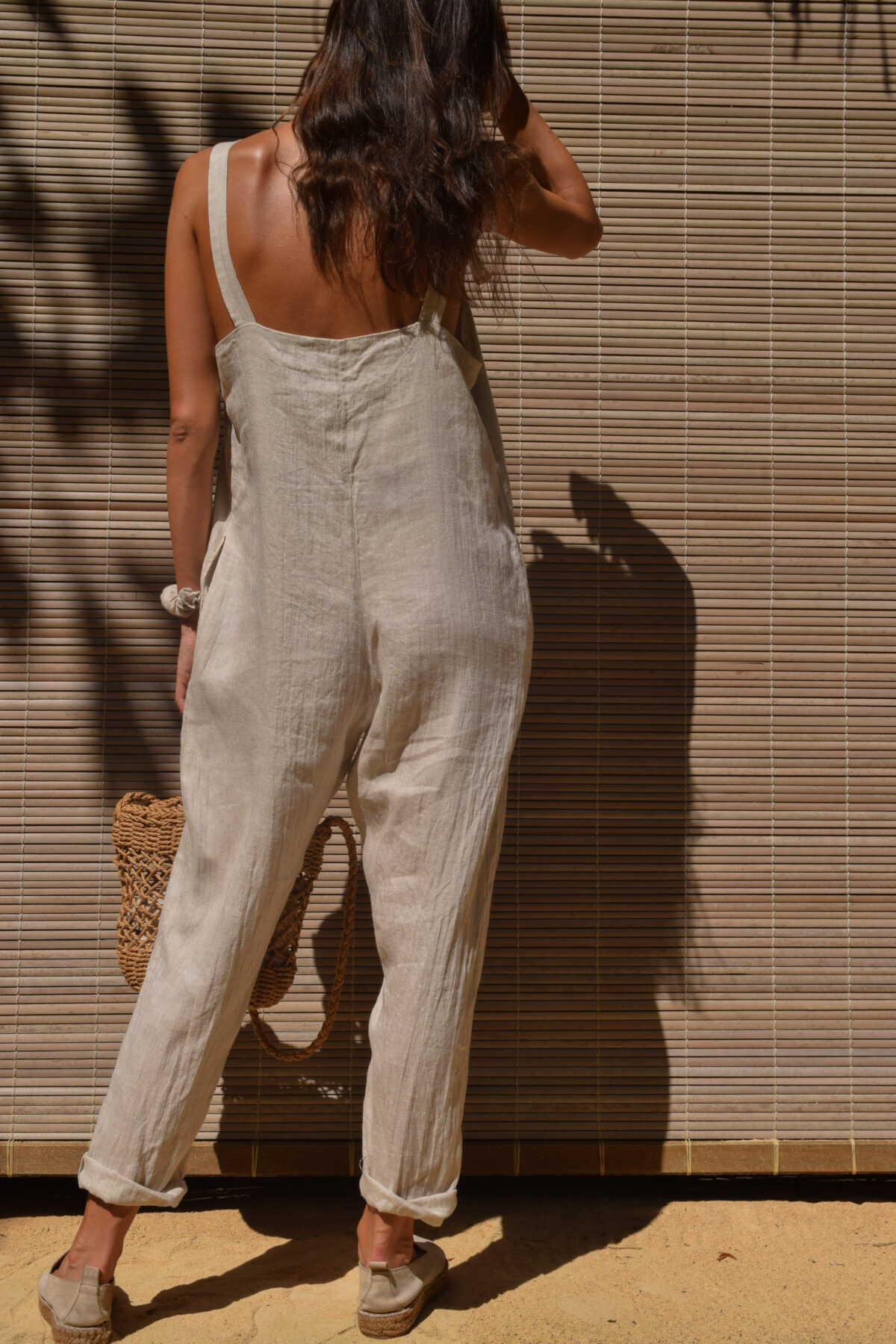 LINEN JUMPSUIT - CREAMY GRAY - obrazek 6