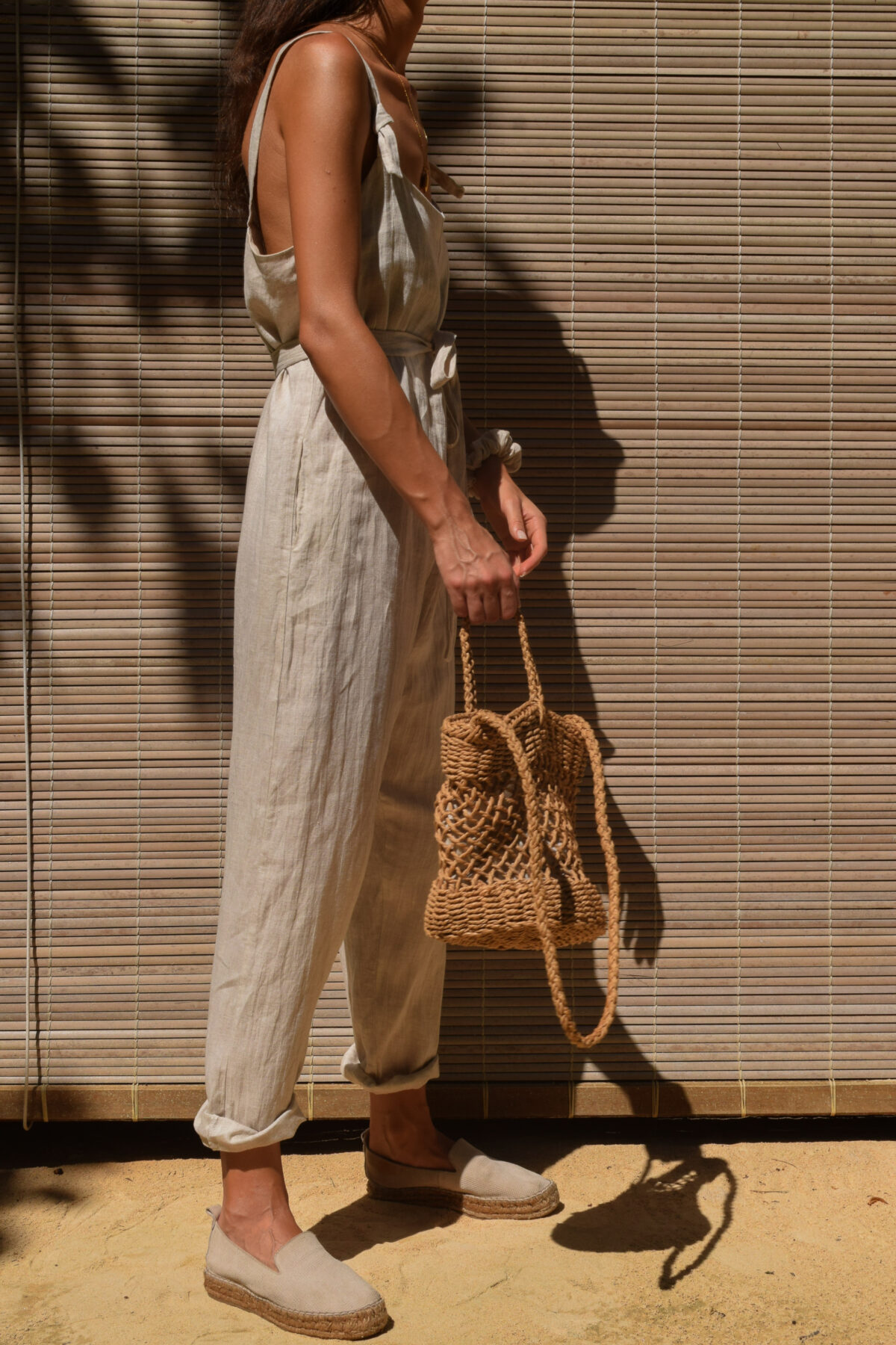 LINEN JUMPSUIT - CREAMY GRAY - obrazek 13