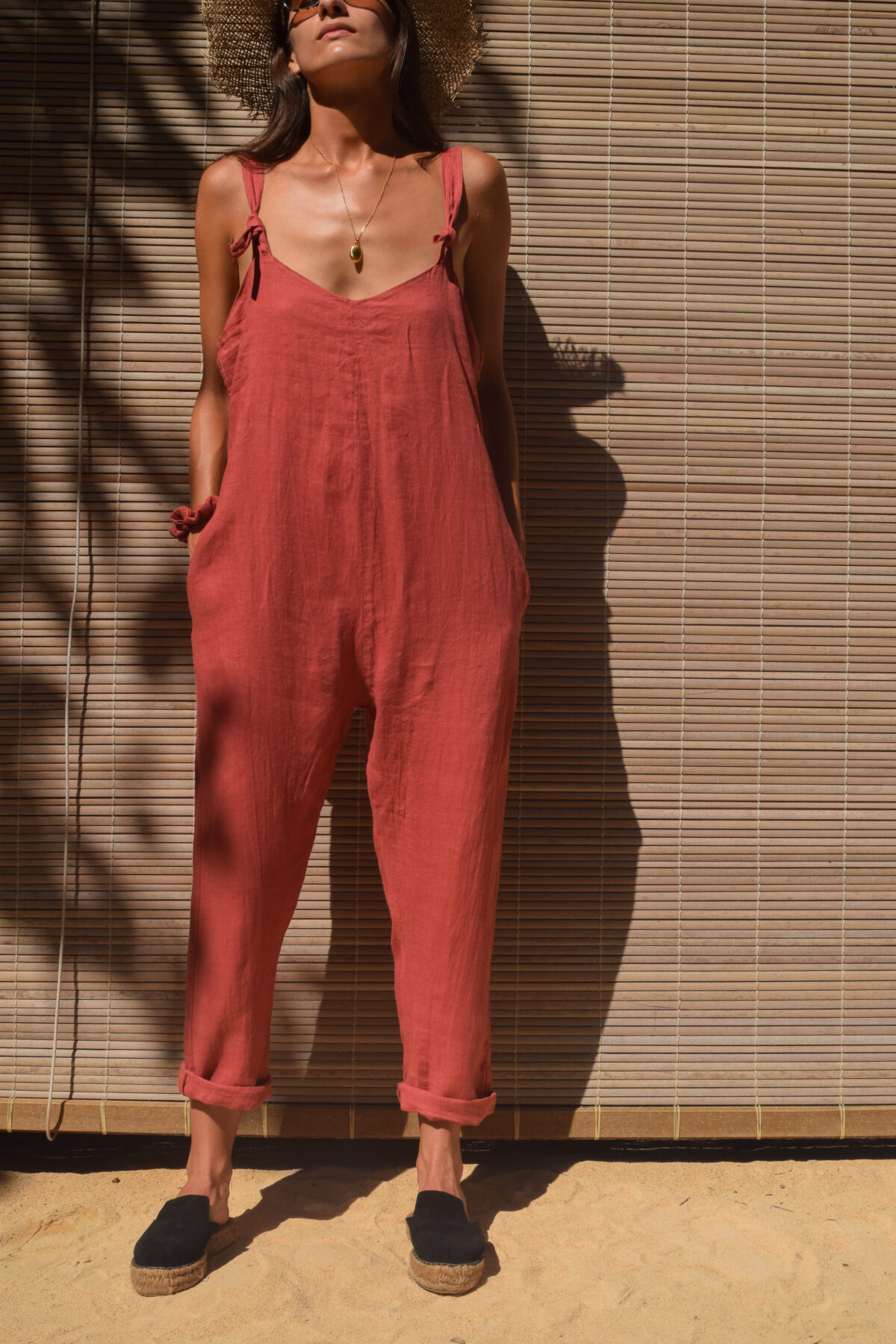 LINEN JUMPSUIT - GUAVA - obrazek 5