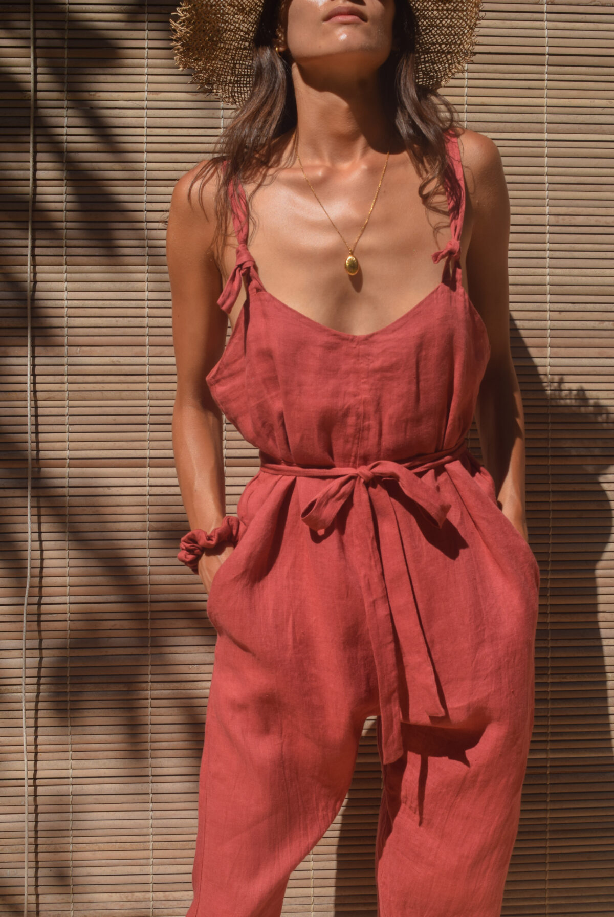 LINEN JUMPSUIT - GUAVA - obrazek 12