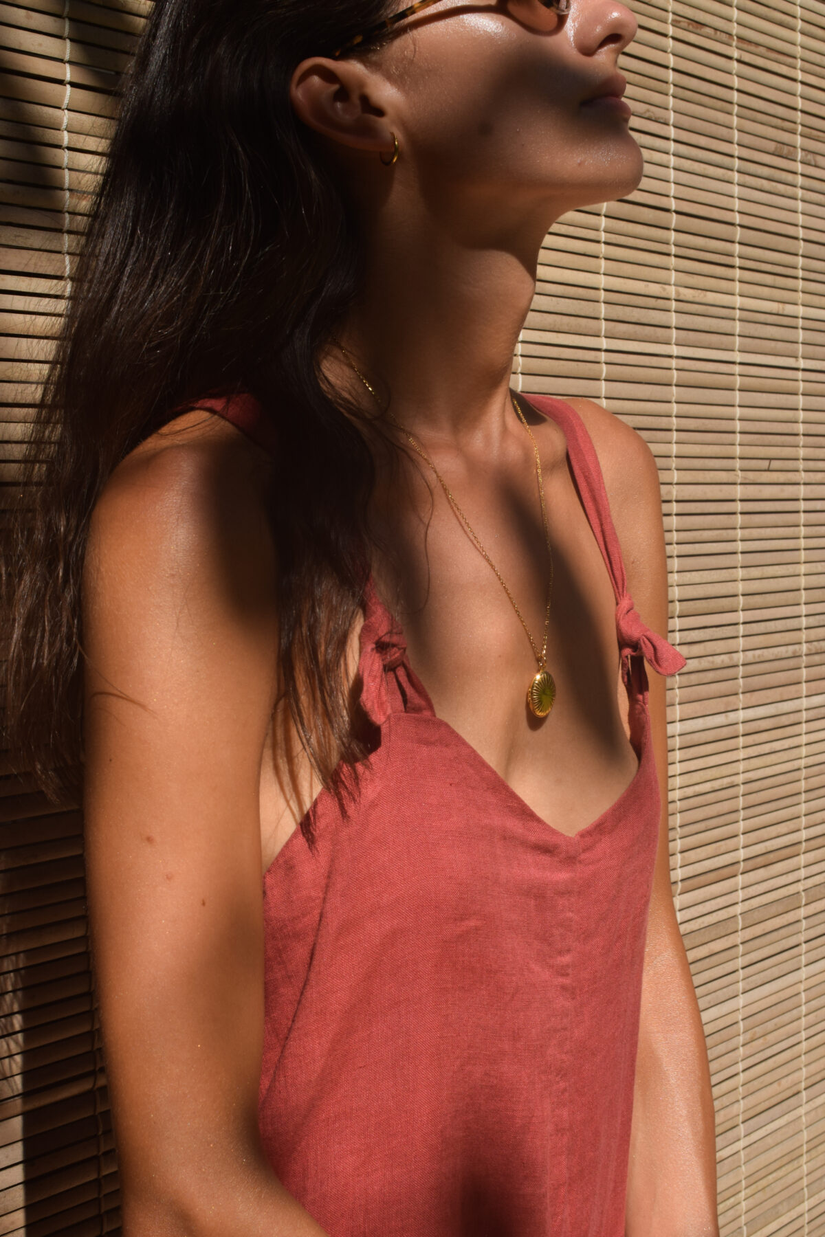 LINEN SHORT JUMPSUIT - GUAVA - obrazek 8