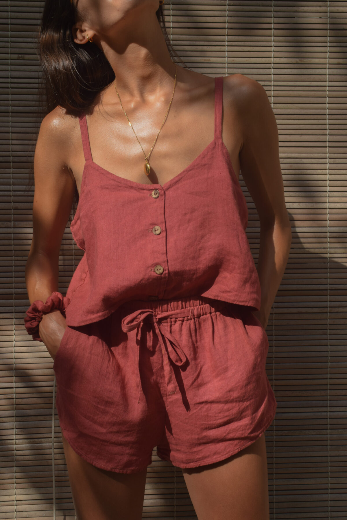 LINEN SHORTS - GUAVA - obrazek 3