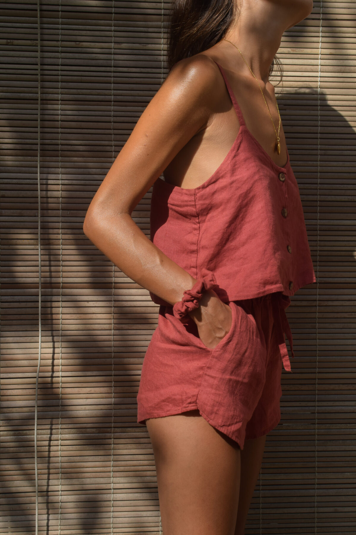 LINEN SHORTS - GUAVA - obrazek 5