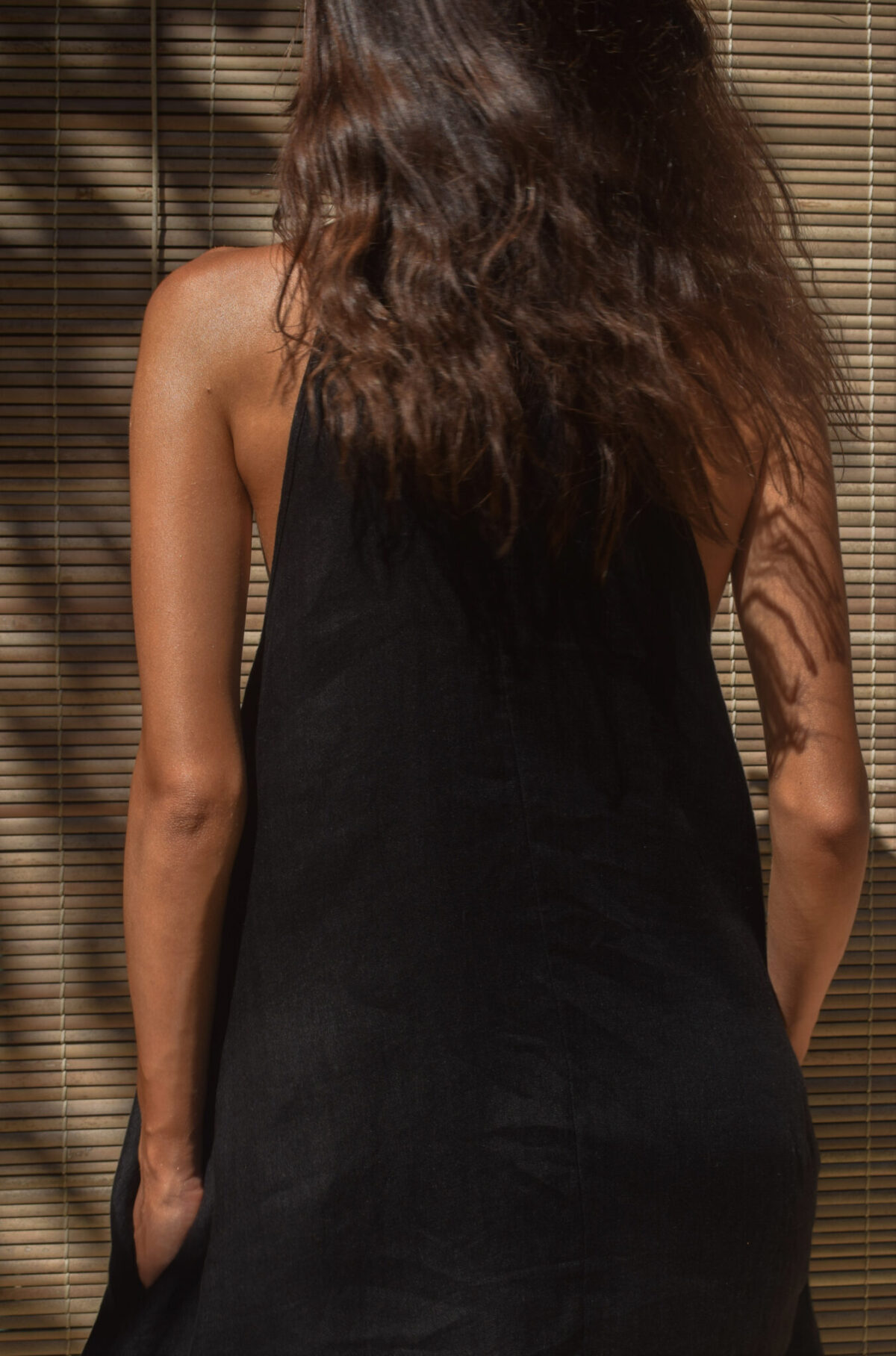 LINEN SIMPLE DRESS - BLACK - obrazek 4