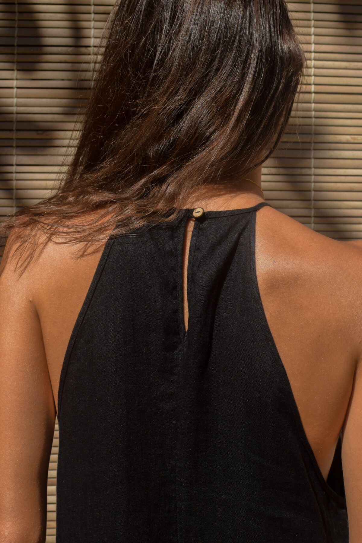 LINEN SIMPLE DRESS - BLACK - obrazek 6