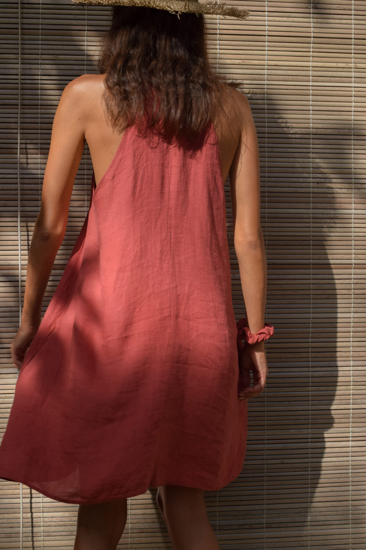 LINEN SIMPLE DRESS - GUAVA - obrazek 8