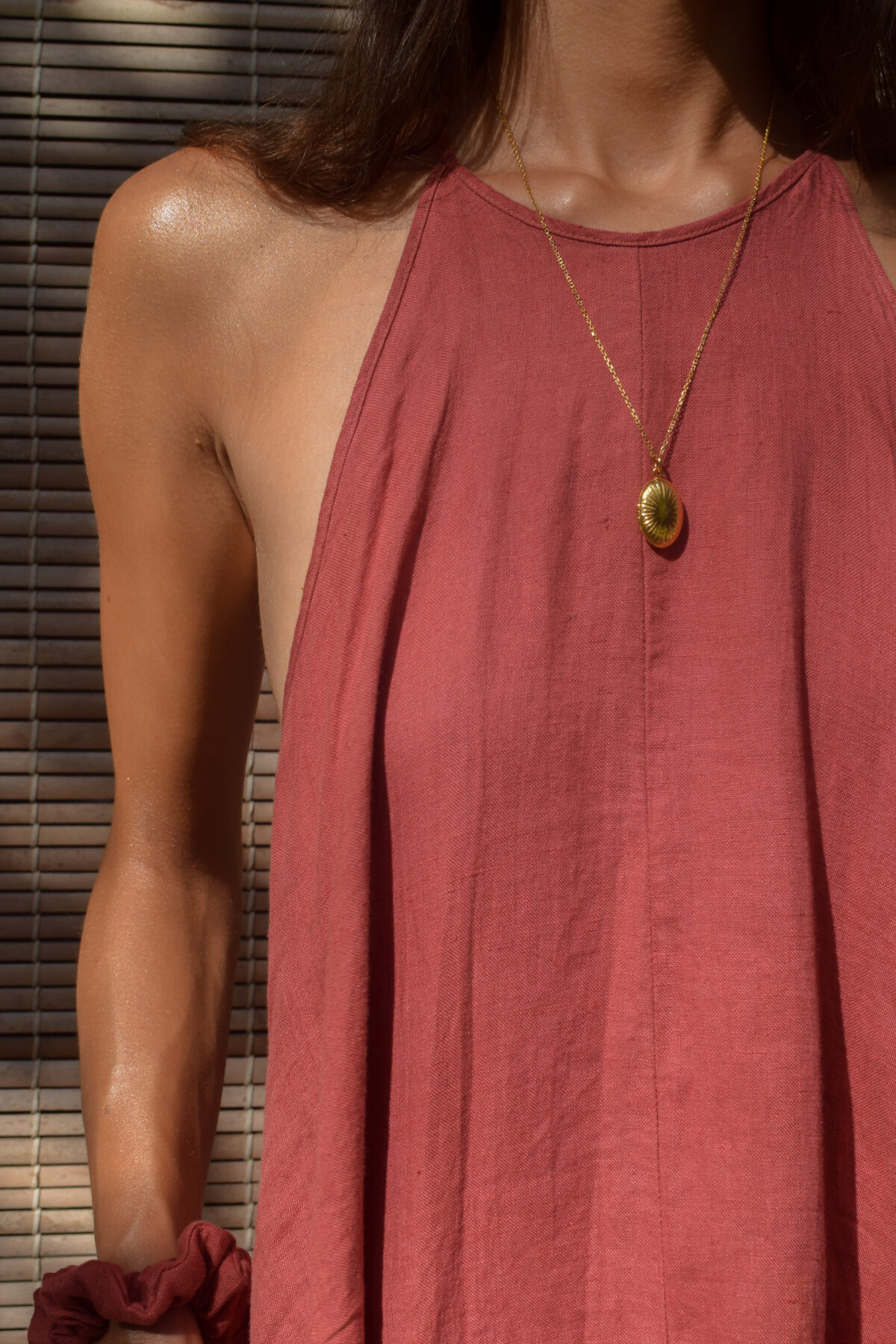 LINEN SIMPLE DRESS - GUAVA - obrazek 9