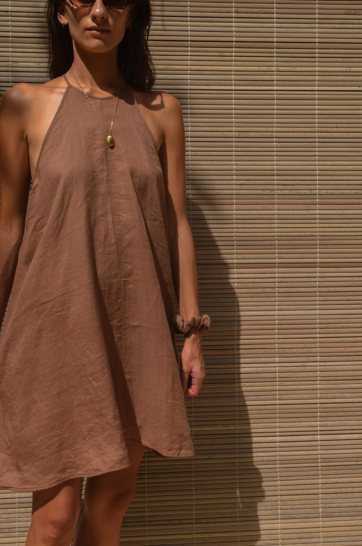 LINEN SIMPLE DRESS - SOIL - obrazek 3