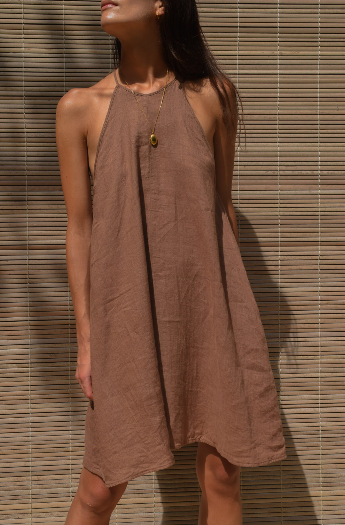 LINEN SIMPLE DRESS - SOIL - obrazek 6