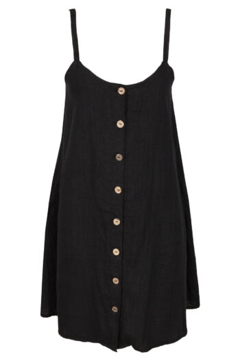 LINEN CLASSY DRESS - BLACK