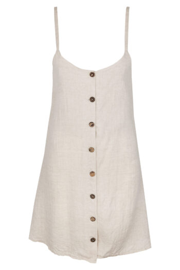LINEN CLASSY DRESS - CREAMY GRAY