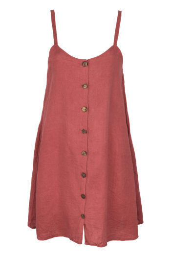 LINEN CLASSY DRESS - GUAVA