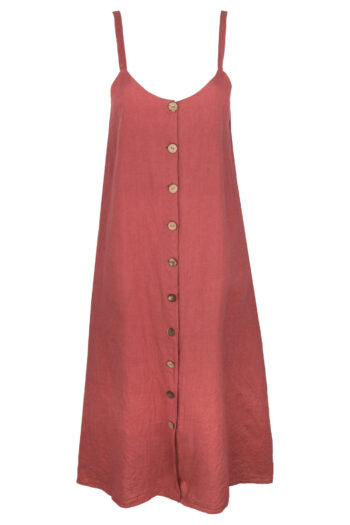 LINEN CLASSY MAXI DRESS - GUAVA