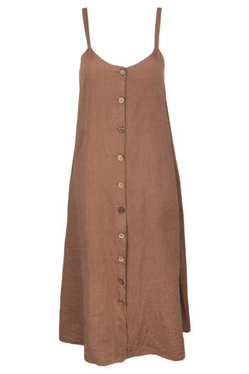 LINEN CLASSY MAXI DRESS - SOIL
