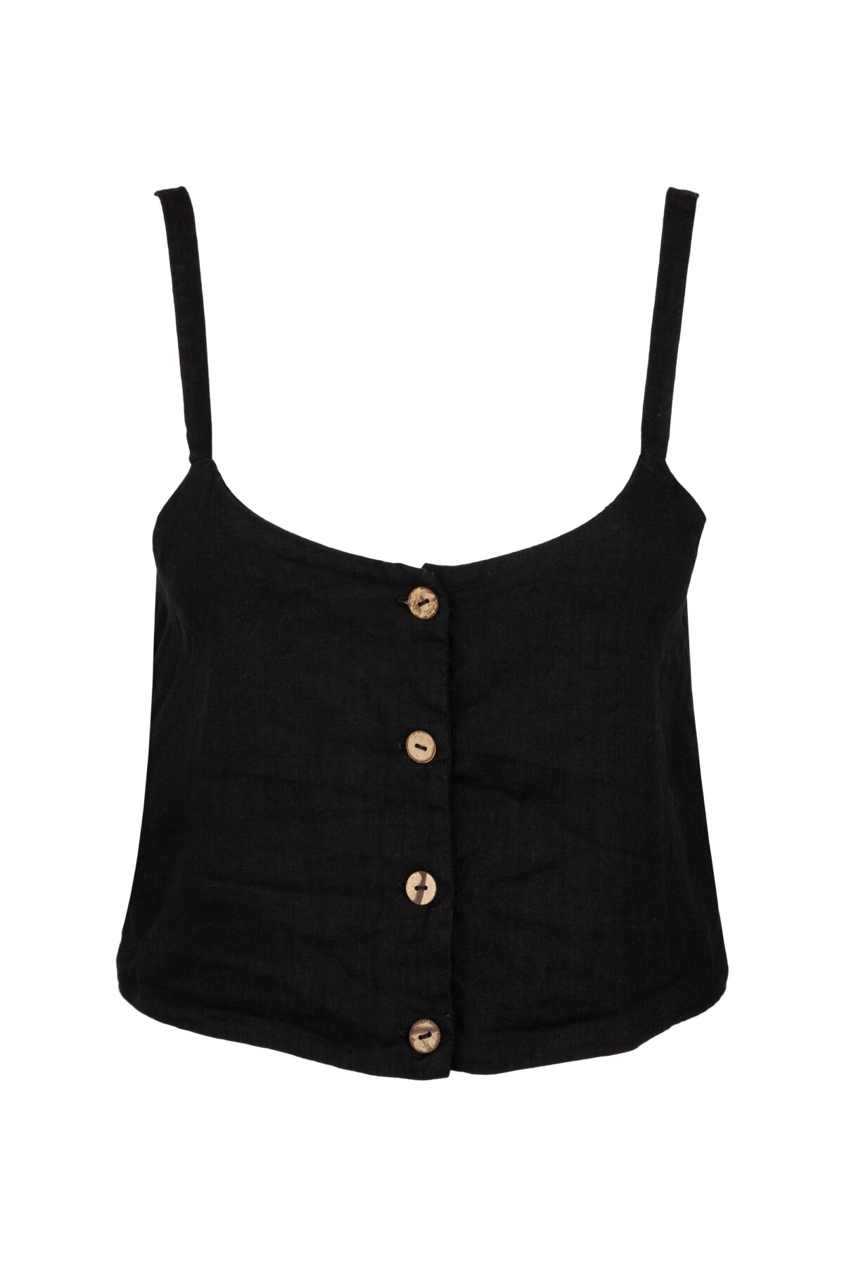 LINEN CLASSY TOP - BLACK