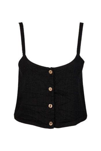 LINEN CLASSY TOP - BLACK