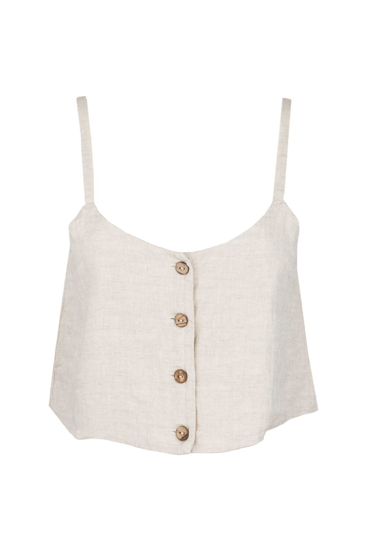 LINEN CLASSY TOP - CREAMY GRAY