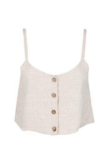 LINEN CLASSY TOP - CREAMY GRAY