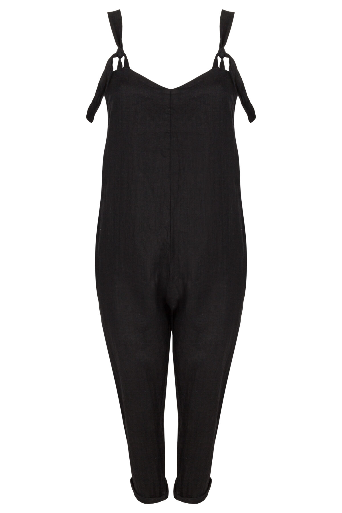 LINEN JUMPSUIT - BLACK