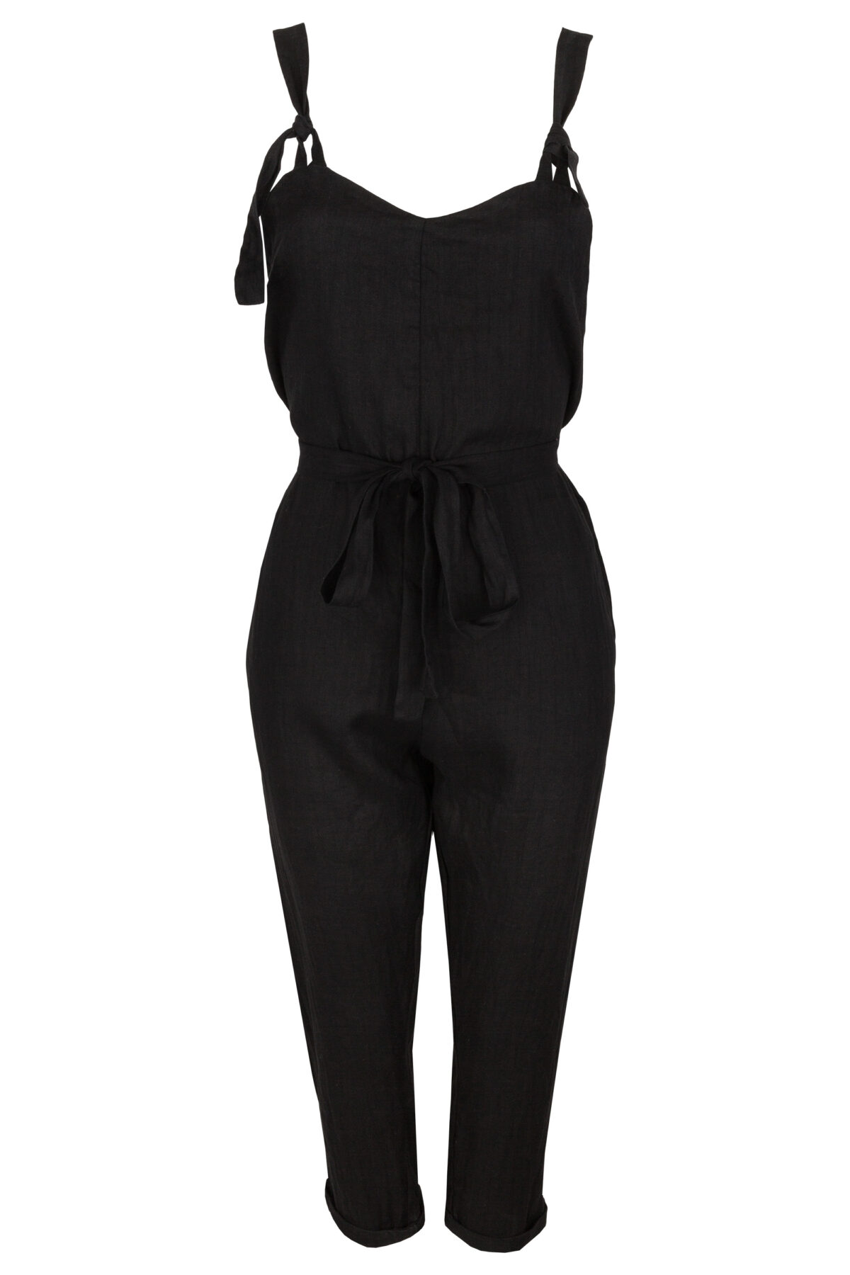 LINEN JUMPSUIT - BLACK - obrazek 3