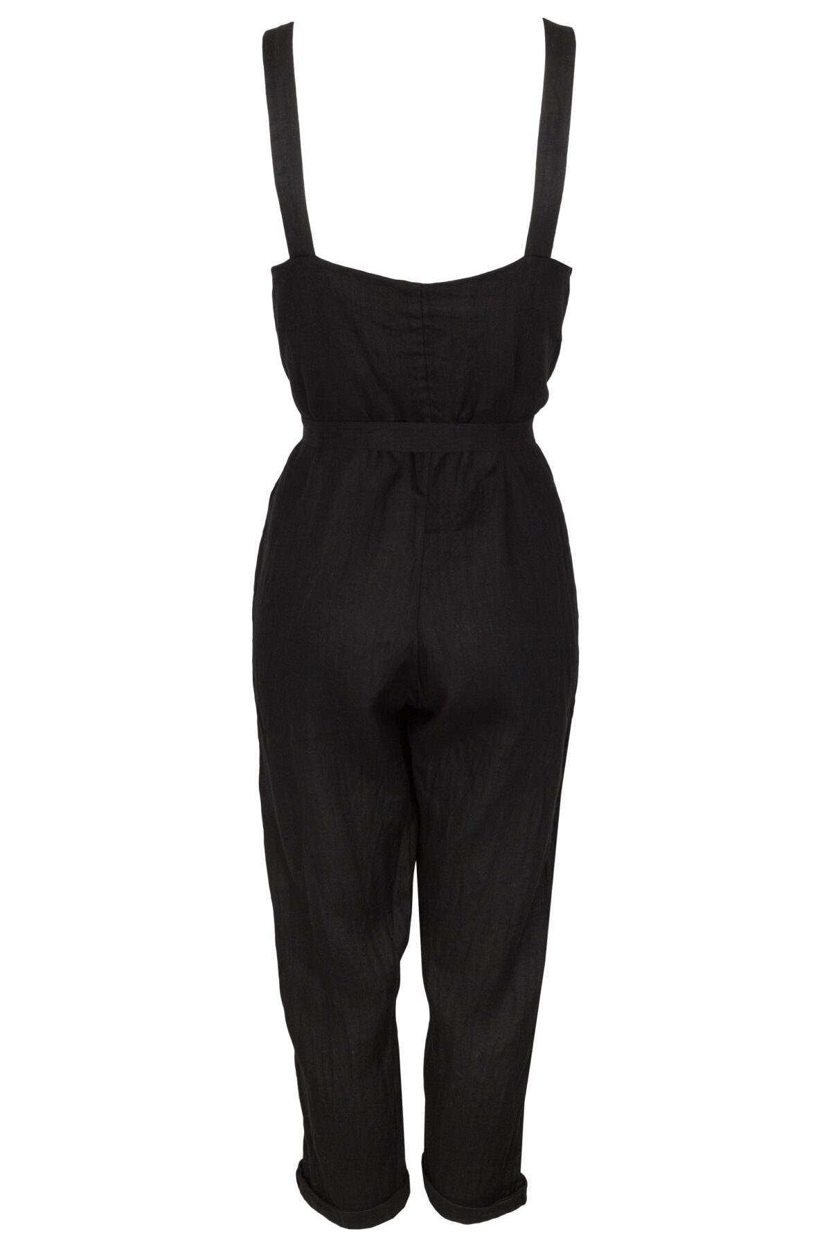 LINEN JUMPSUIT - BLACK - obrazek 4