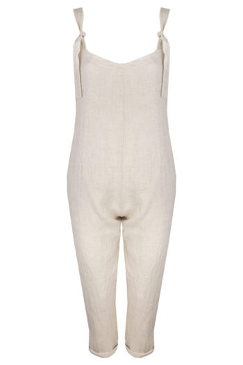 LINEN JUMPSUIT - CREAMY GRAY