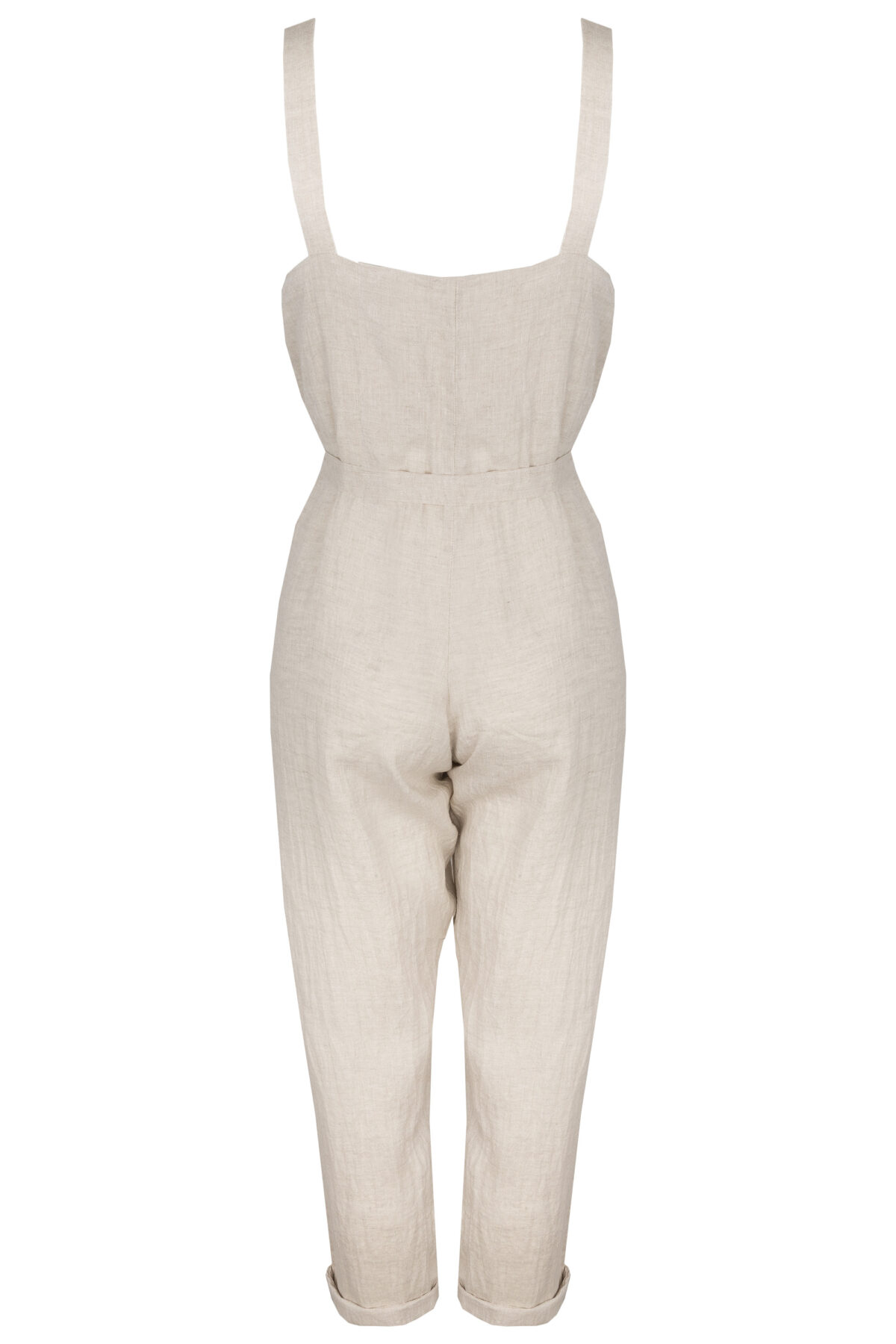 LINEN JUMPSUIT - CREAMY GRAY - obrazek 4