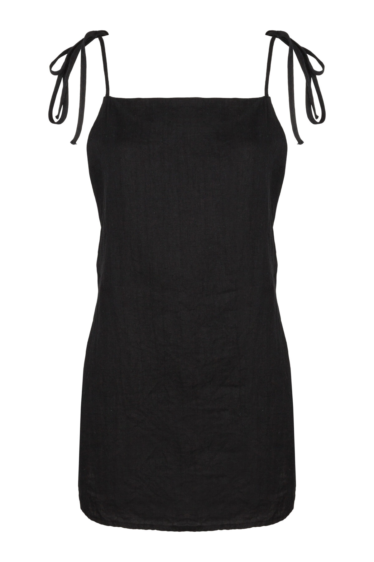 LINEN MINIMAL DRESS - BLACK