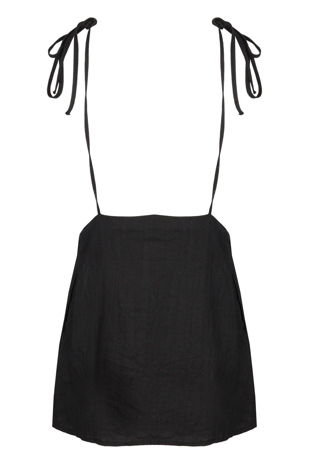 LINEN MINIMAL DRESS - BLACK - obrazek 2