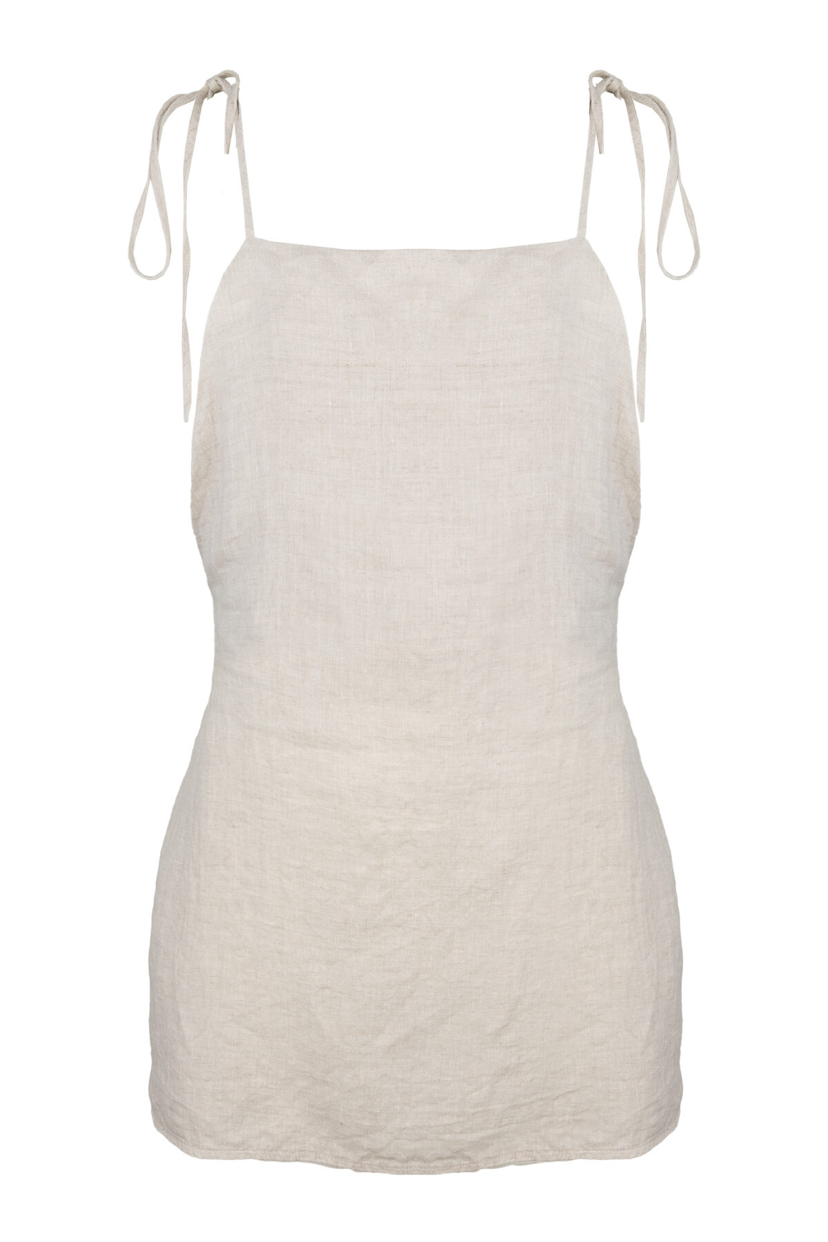 LINEN MINIMAL DRESS - CREAMY GRAY