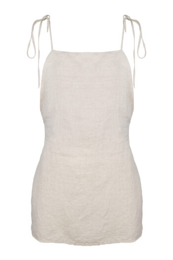 LINEN MINIMAL DRESS - CREAMY GRAY