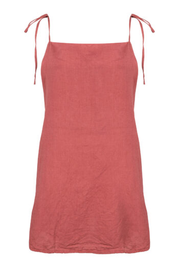 LINEN MINIMAL DRESS - GUAVA