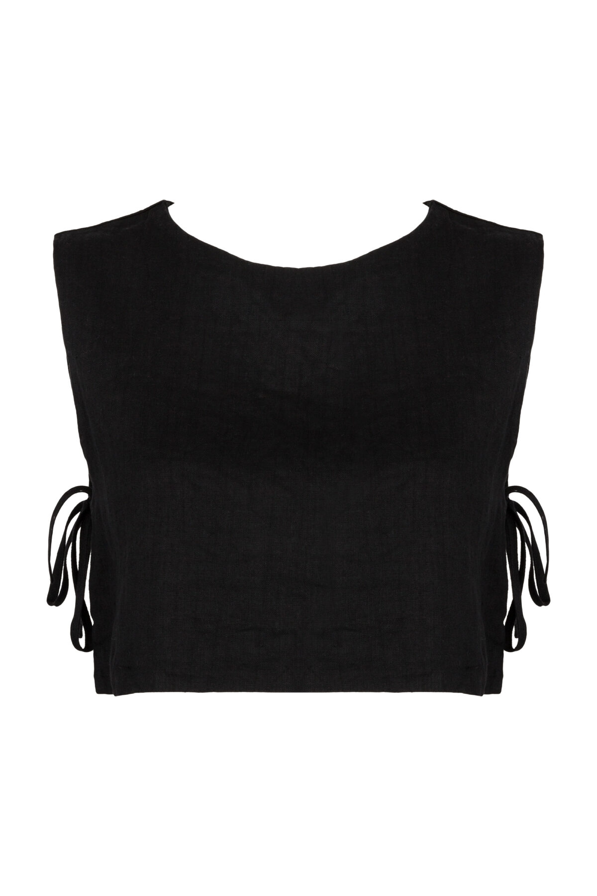 LINEN MINIMAL TOP - BLACK