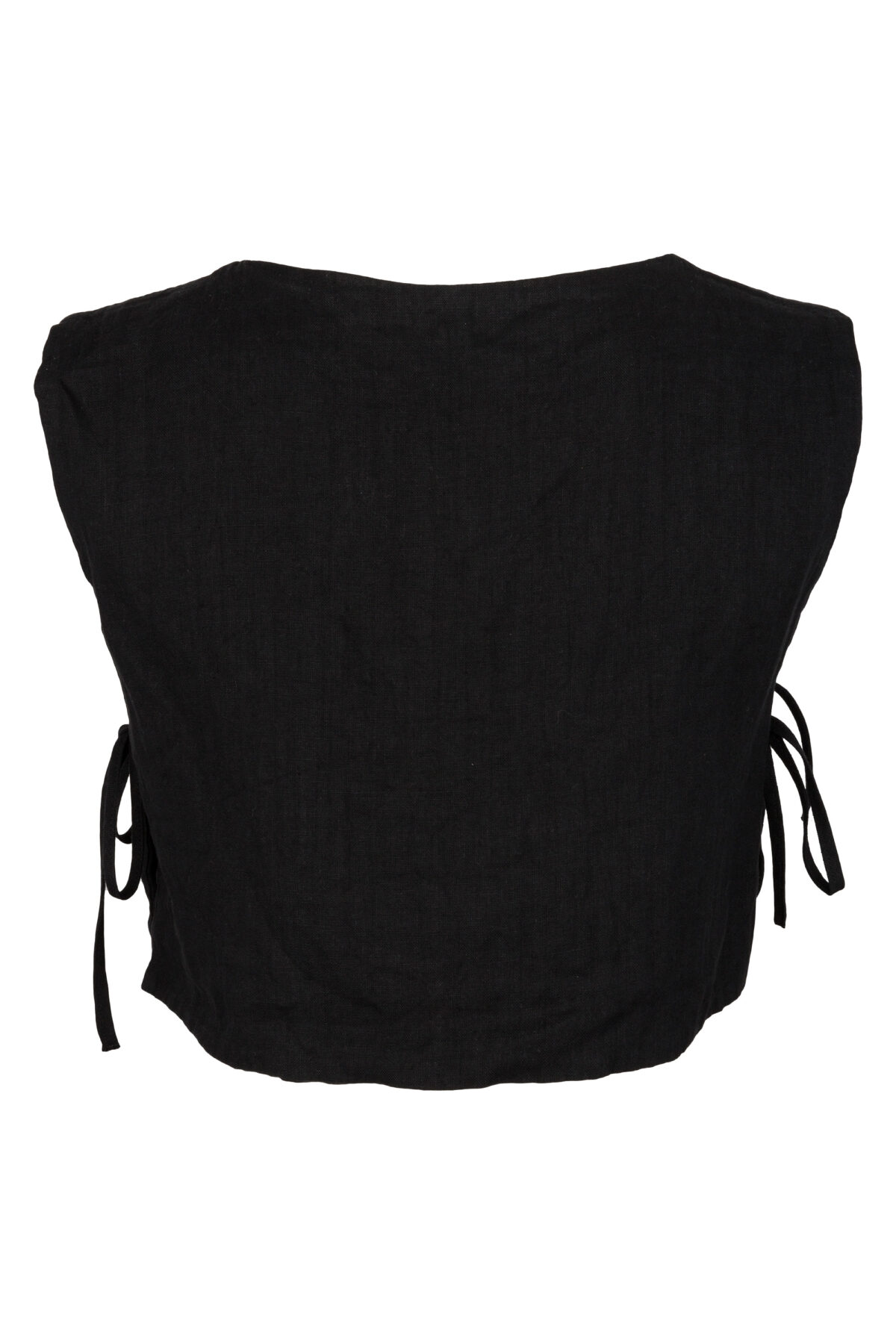 LINEN MINIMAL TOP - BLACK - obrazek 2