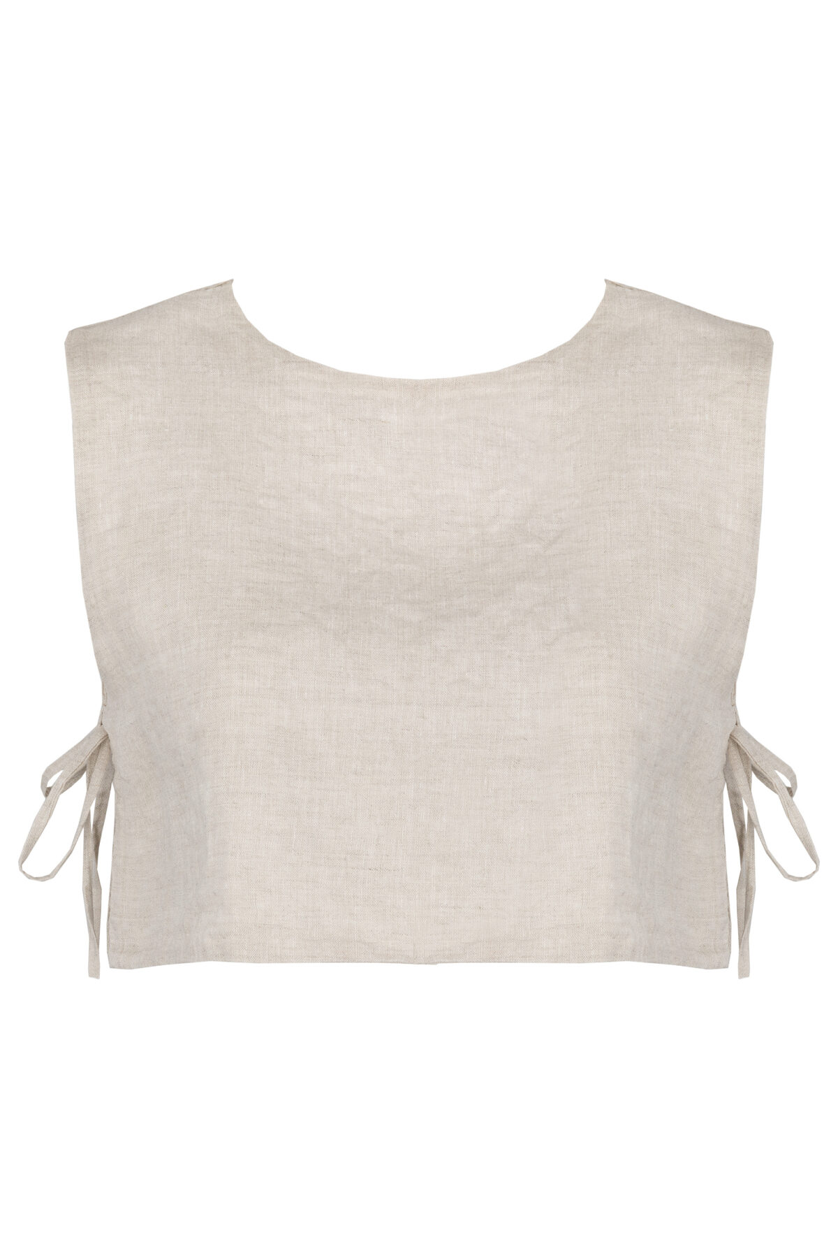 LINEN MINIMAL TOP - CREAMY GRAY