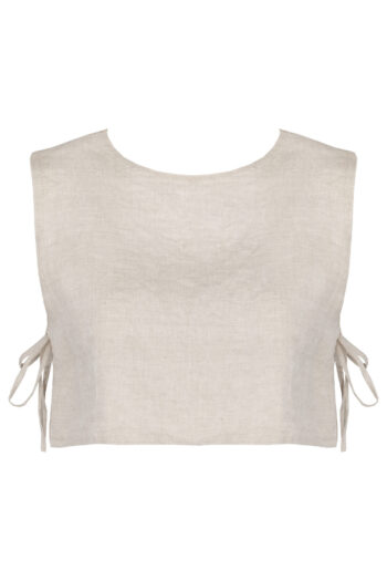 LINEN MINIMAL TOP - CREAMY GRAY