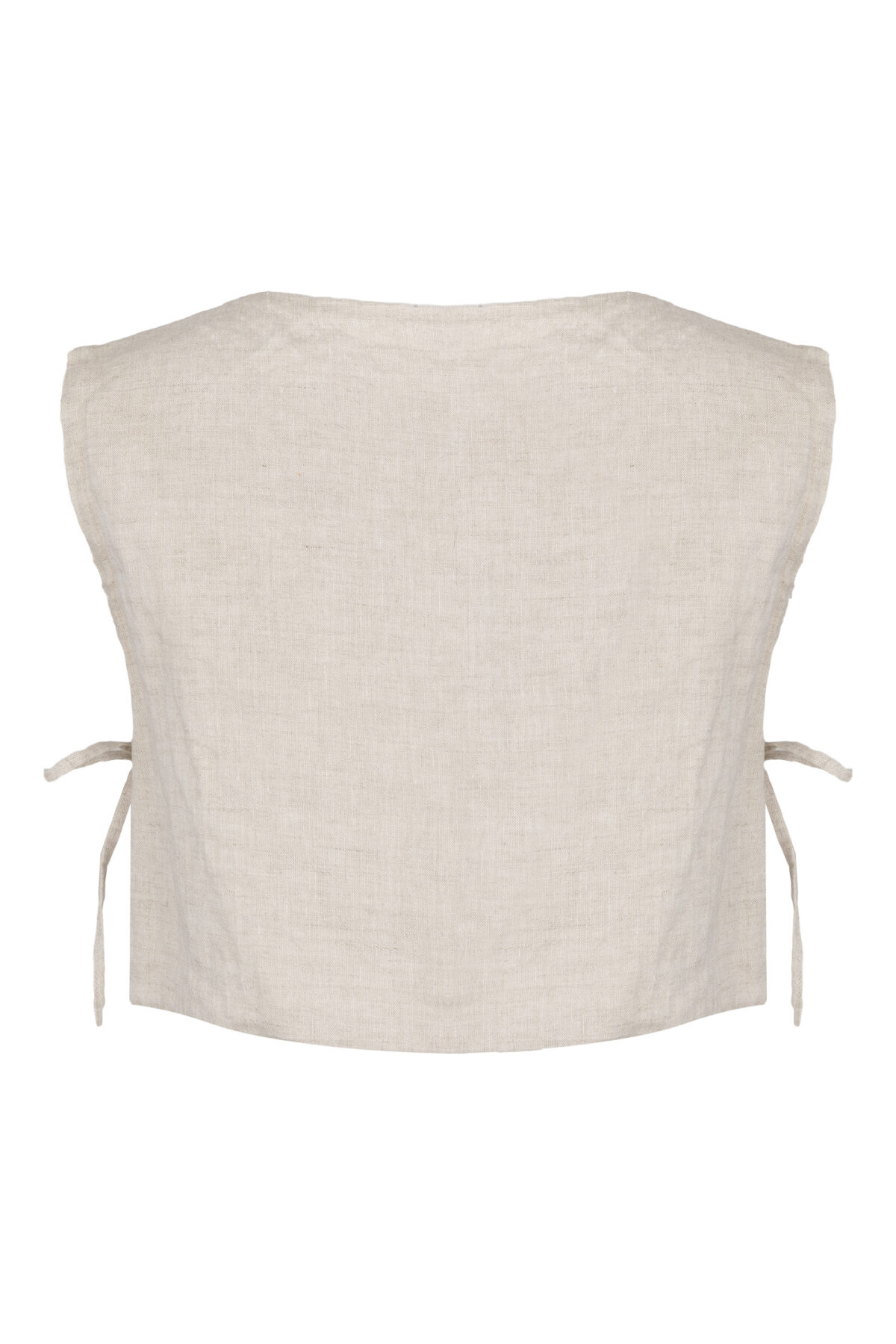 LINEN MINIMAL TOP - CREAMY GRAY - obrazek 2