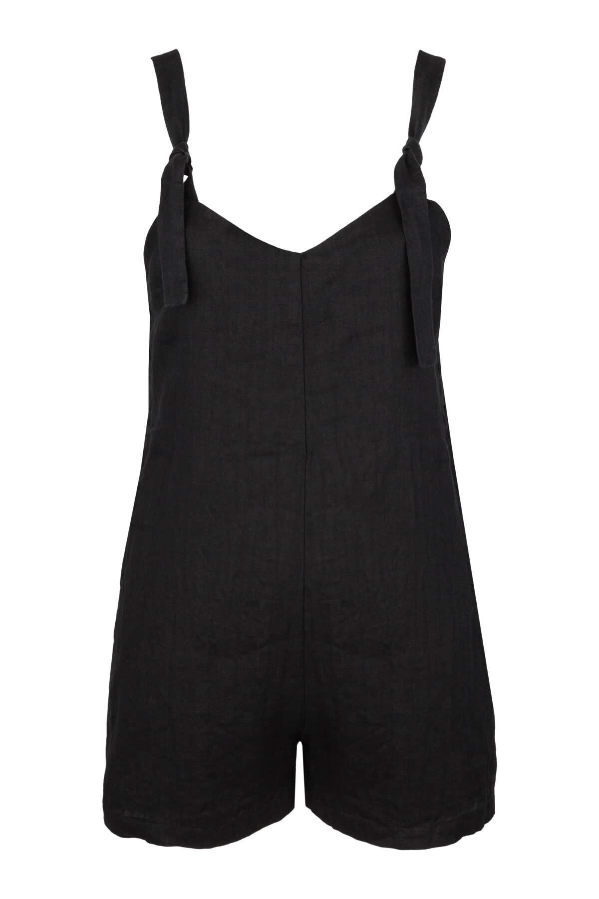 LINEN SHORT JUMPSUIT - BLACK