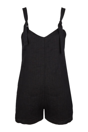 LINEN SHORT JUMPSUIT - BLACK