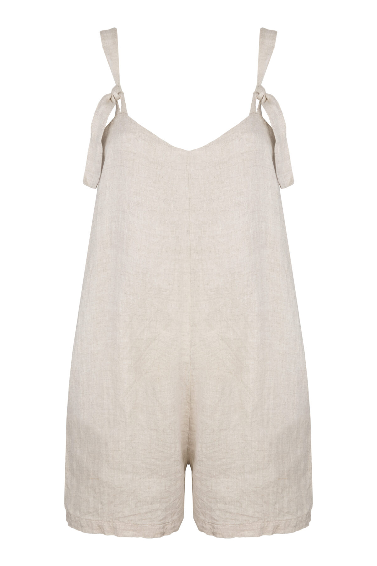 LINEN SHORT JUMPSUIT - CREAMY GRAY